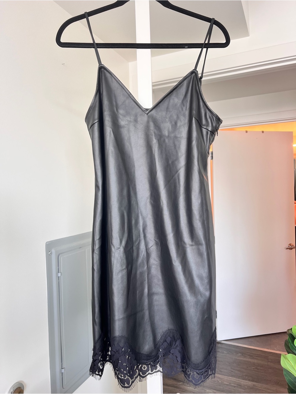 Noisy May NWT Faux Leather V-Neck Mini Dress